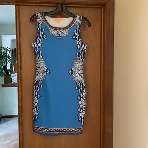 Peach puff blue dress (medium) worn once! Floral design on the sides